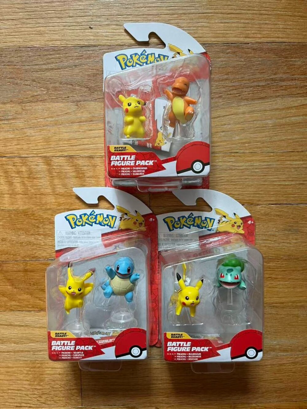 Pokemon Battle Figure 3 Pack - Pikachu / Charmander / Squirtle / Bulbasaur